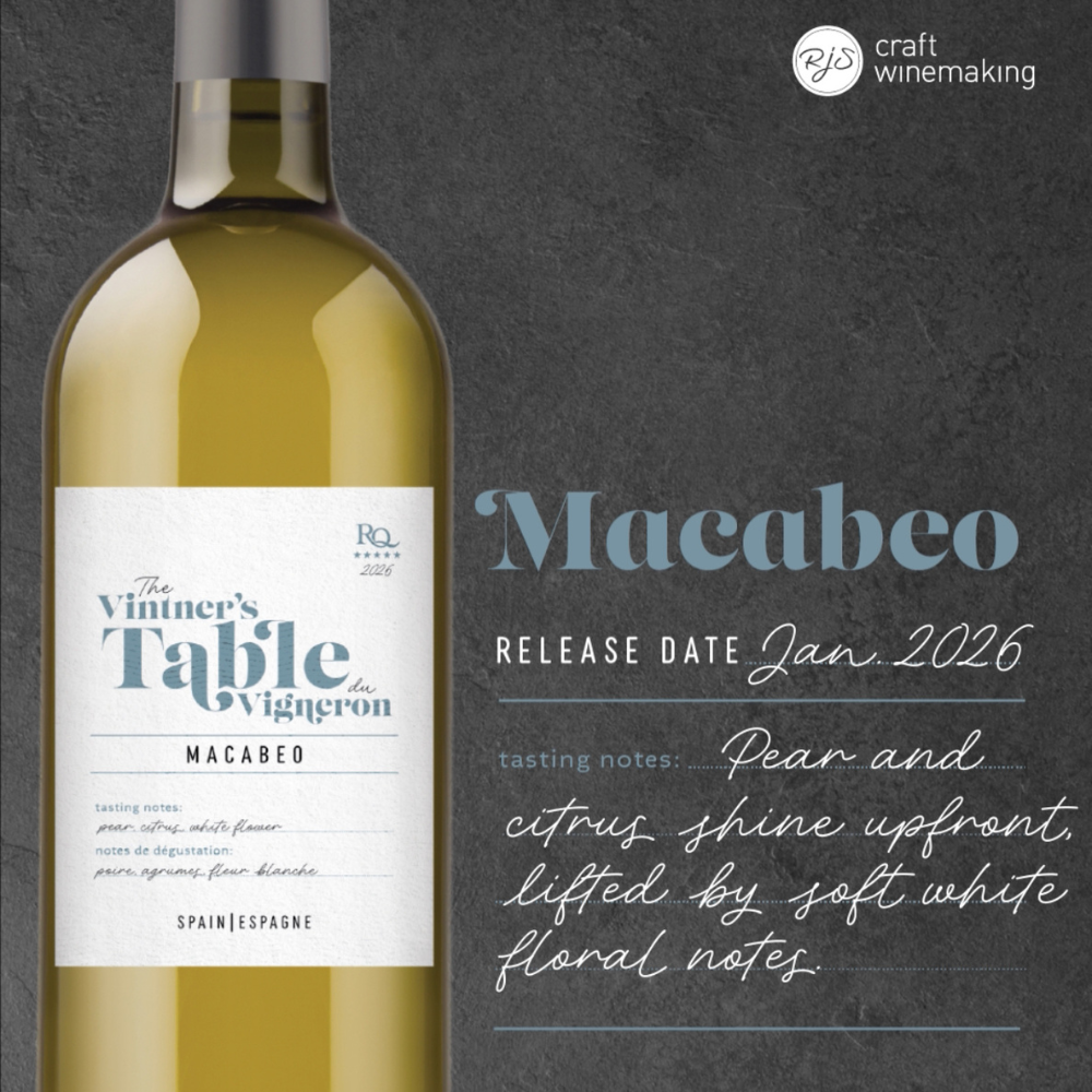 RJS Restricted Quantities - 2026 The Vintner's Table - Macabeo, Spain (January 2026) - Urbandealss