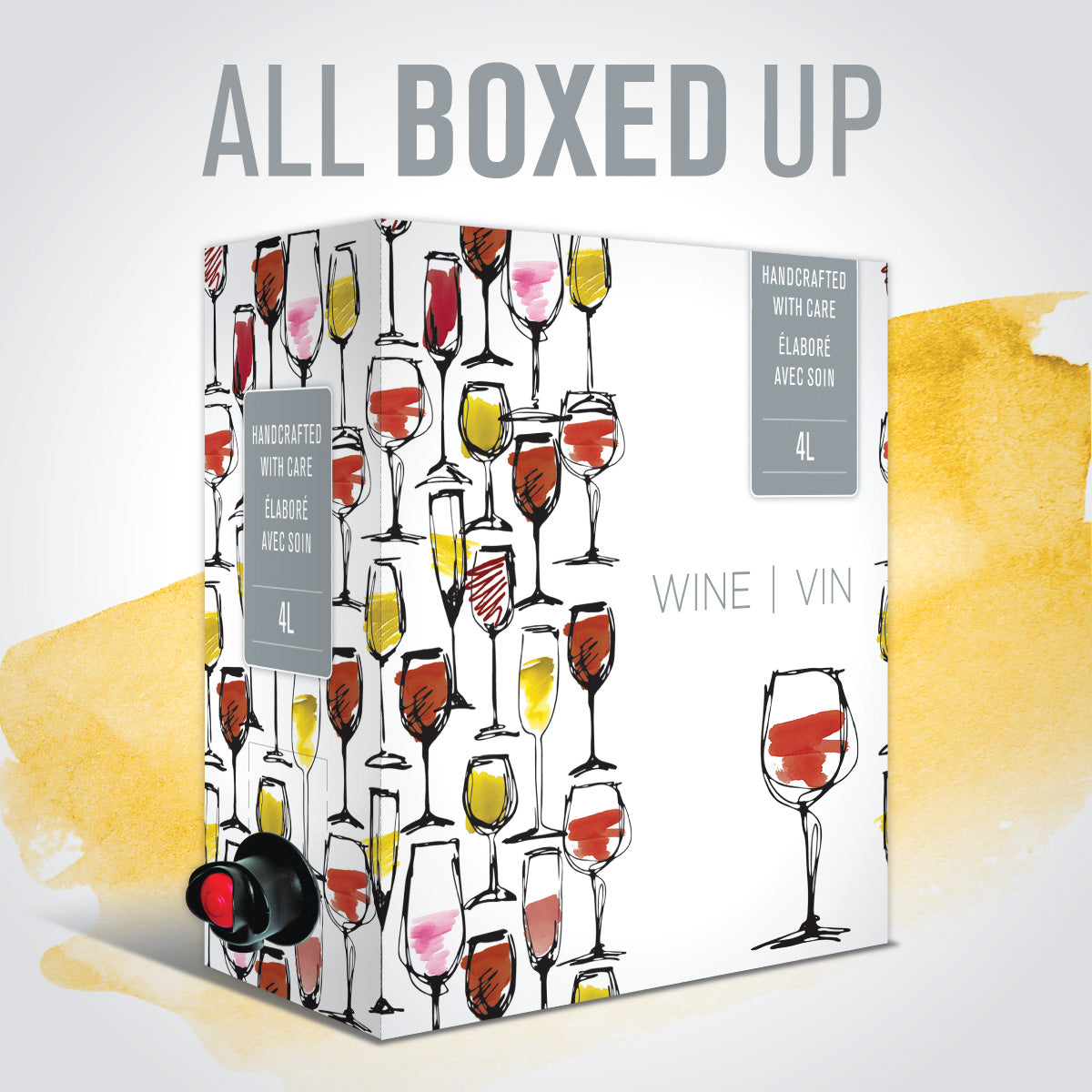 Wine Box 4L - with wine glass images - Urbandealss