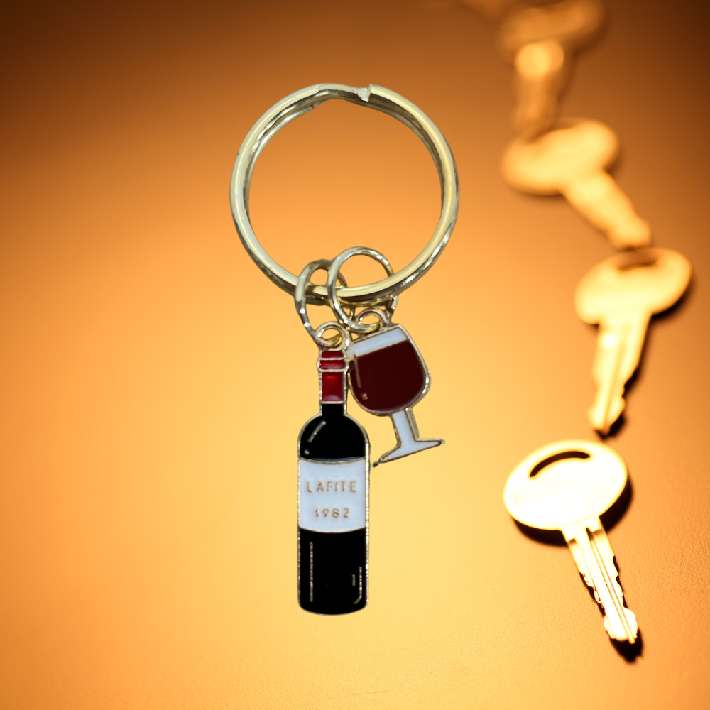 Wine Key Chain - Wine Bottle and Wine Glass - Urbandealss