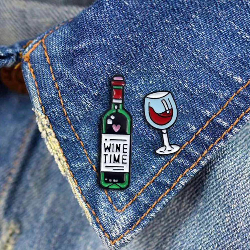Wine Pin - Wine Bottle and Wine Glass - Urbandealss