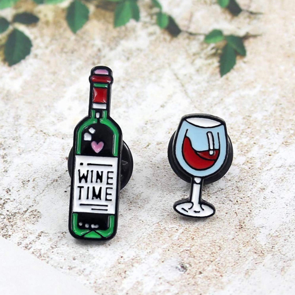 Wine Pin - Wine Bottle and Wine Glass - Urbandealss